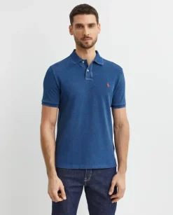 Niebieska koszulka polo Custom Slim Fit