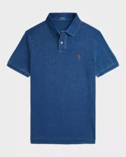Niebieska koszulka polo Custom Slim Fit