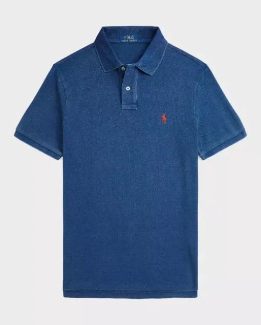Niebieska koszulka polo Custom Slim Fit