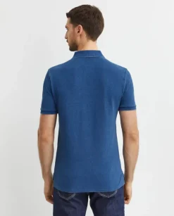 Niebieska koszulka polo Custom Slim Fit