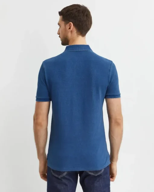 Niebieska koszulka polo Custom Slim Fit