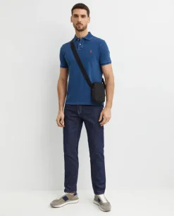 Niebieska koszulka polo Custom Slim Fit