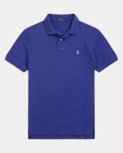 Niebieska koszulka polo Custom Slim Fit Mesh