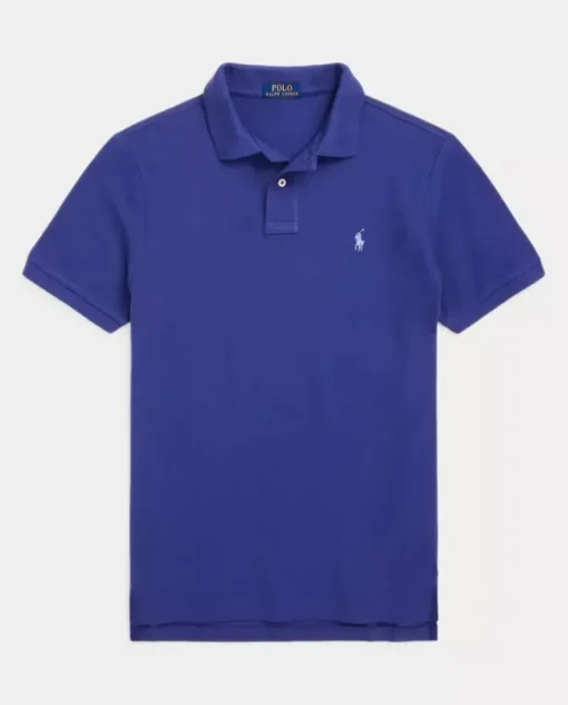 Niebieska koszulka polo Custom Slim Fit Mesh