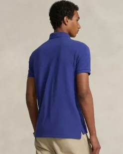 Niebieska koszulka polo Custom Slim Fit Mesh