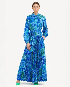 Niebieska maxi sukienka w kwiaty Roma