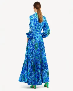 Niebieska maxi sukienka w kwiaty Roma