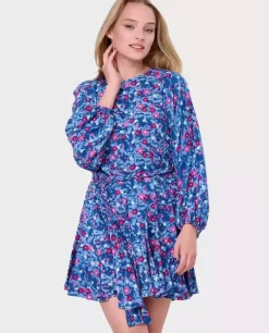 Niebieska mini sukienka w kwiaty Irka