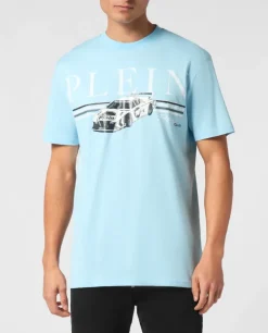 Niebieski bawełniany t-shirt