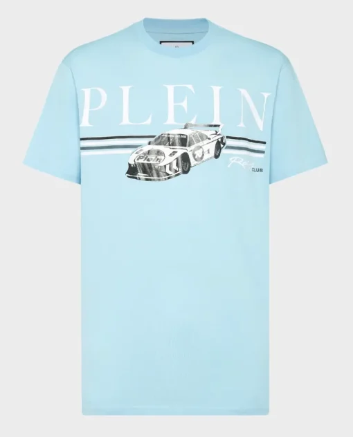 Niebieski bawełniany t-shirt