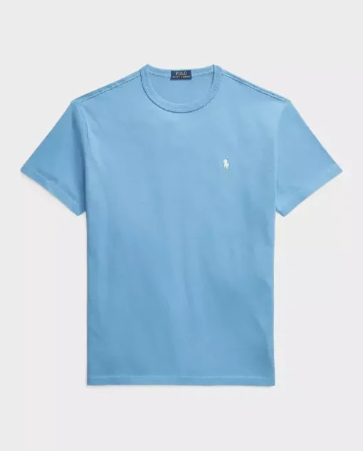 Niebieski bawełniany t-shirt Classic Fit