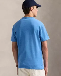 Niebieski bawełniany t-shirt Classic Fit