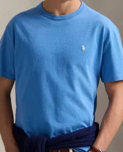 Niebieski bawełniany t-shirt Classic Fit