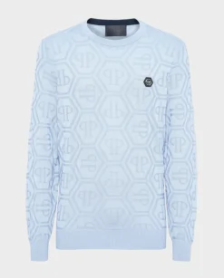 Niebieski sweter z monogramem