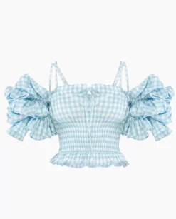 Niebieski top w kratę Arle Vichy