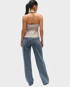 Niebieskie jeansy loose fit