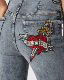 Niebieskie jeansy o obcisłym kroju Love