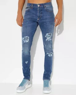 Niebieskie jeansy Paisley Super Straight