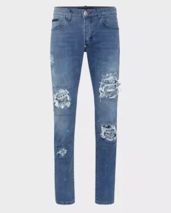 Niebieskie jeansy Paisley Super Straight
