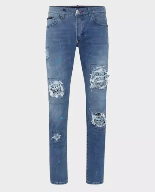 Niebieskie jeansy Paisley Super Straight