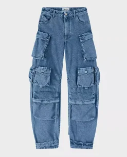 Niebieskie jeansy z kieszeniami cargo Fern