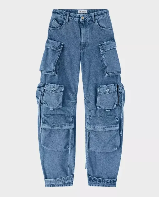 Niebieskie jeansy z kieszeniami cargo Fern