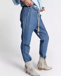 Niebieskie jeansy z monogramem Boyfriend