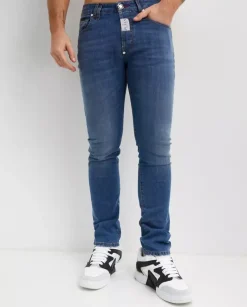 Niebieskie jeansy z naszywką Slim Fit