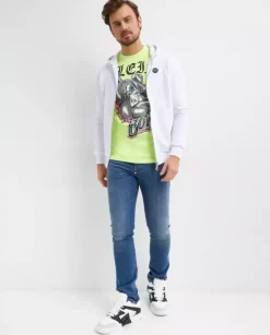 Niebieskie jeansy z naszywką Slim Fit