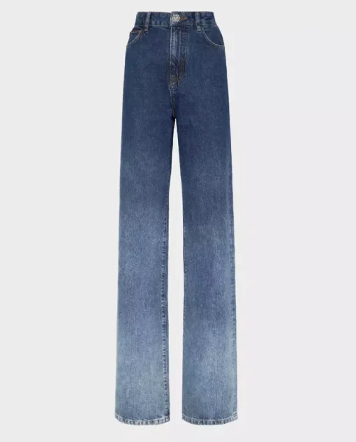 Niebieskie jeansy z wysokim stanem