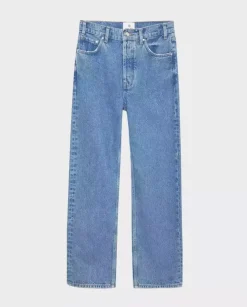 Niebieskie jeansy ze średnim stanem