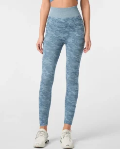 Niebieskie legginsy sportowe z printem