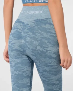 Niebieskie legginsy sportowe z printem