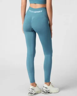 Niebieskie legginsy z logo