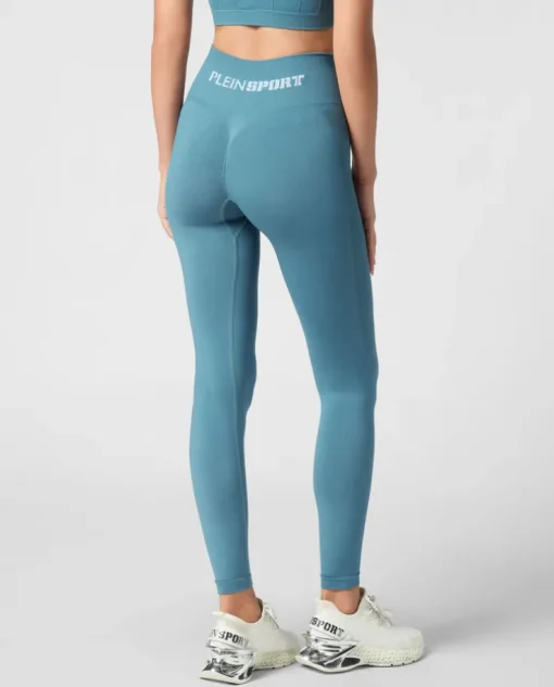 Niebieskie legginsy z logo
