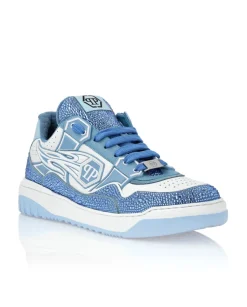 Niebieskie sneakersy z kryształkami