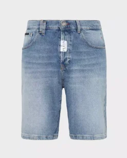 Niebieskie spodenki jeansowe z logo
