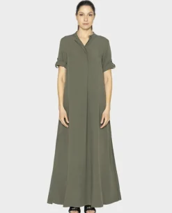 Oliwkowa sukienka maxi