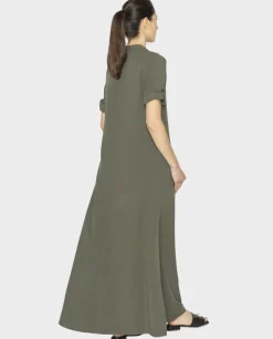 Oliwkowa sukienka maxi