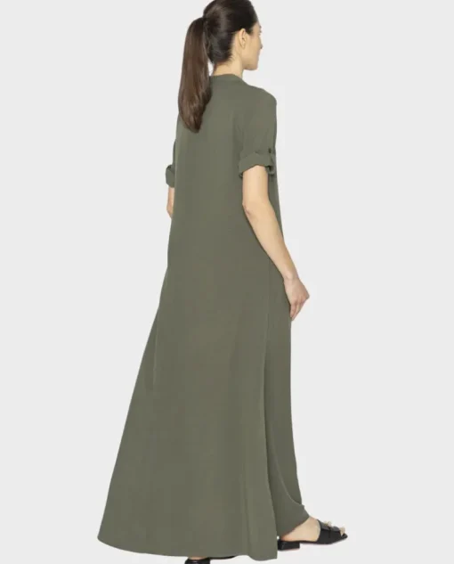 Oliwkowa sukienka maxi