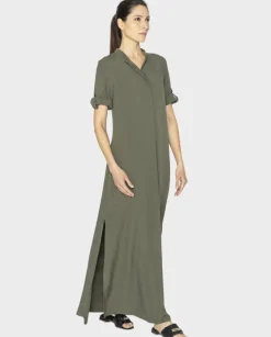Oliwkowa sukienka maxi