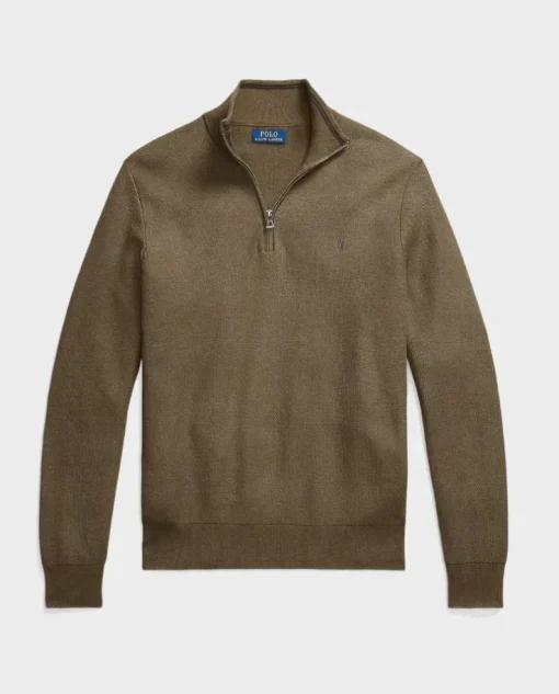 Oliwkowy sweter Regular Fit