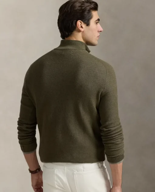 Oliwkowy sweter Regular Fit