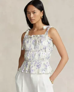 Plisowany top w kwiaty