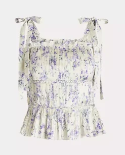 Plisowany top w kwiaty