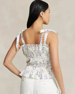 Plisowany top w kwiaty