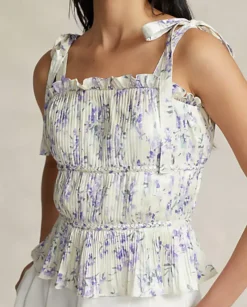 Plisowany top w kwiaty