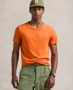 Pomarańczowa bawełniana koszulka Slim Fit