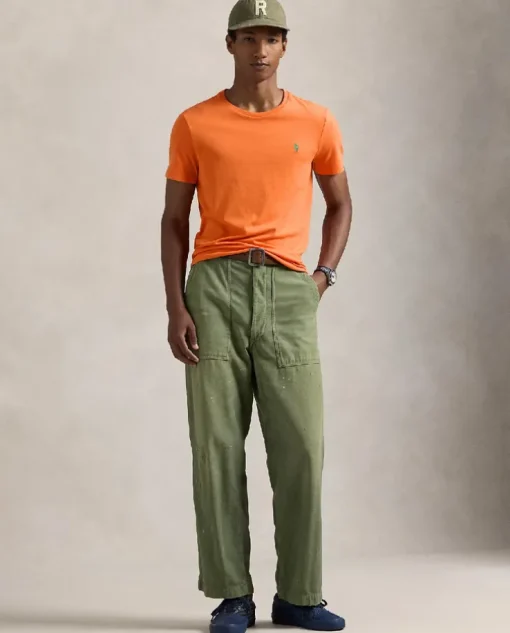 Pomarańczowa bawełniana koszulka Slim Fit