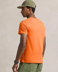 Pomarańczowa bawełniana koszulka Slim Fit